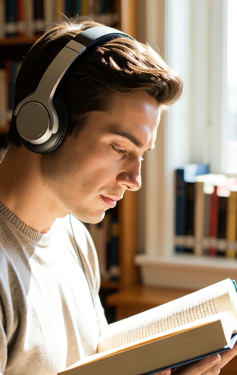 Individual practicing deep concentration in a quiet environment